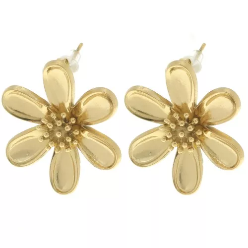 25x22mm Stainless steel 304L Daisy earstuds - Gold x2