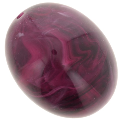24x19mm Olive bead in translucent resin - Marbled garnet x1
