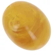 24x19mm Olive bead in translucent resin - Honey yellow marbled x1