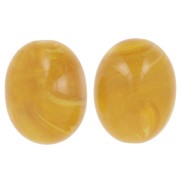 Olive bead 24x19 mm in translucent resin - Honey yellow marbled x1