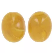 Olive bead 24x19 mm in translucent resin - Honey yellow marbled x1