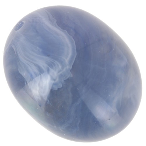 24x19mm Olive bead in translucent resin - Blue-grey marbled x1