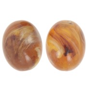 Olive bead 24x19 mm in translucent resin - Apricot marbled x1