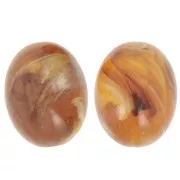 Olive bead 24x19 mm in translucent resin - Apricot marbled x1