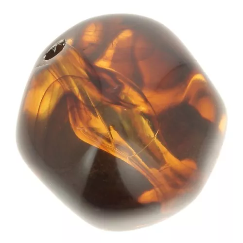 15 mm round irregular beads in translucent resin - Marbled amber x4