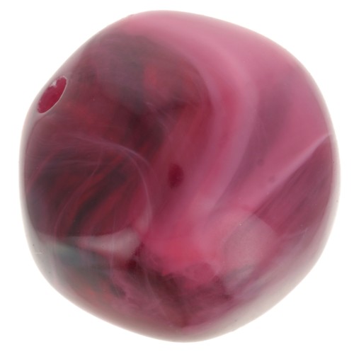 15mm round irregular beads in translucent resin - Marbled garnet x4