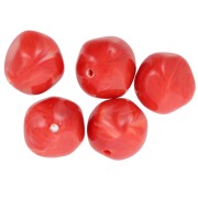 15mm round irregular beads in opaque resin - Grenadine marbled x4