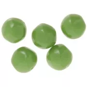 15mm round irregular beads in opaque resin - Avocado green x4