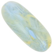 Olive bead 34x14 mm in translucent resin - Green lichen marbled blue - yellow x1