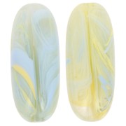 Olive bead 34x14 mm in translucent resin - Green lichen marbled blue - yellow x1