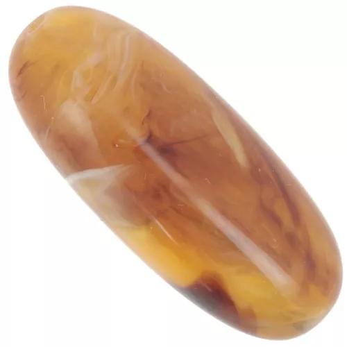 34x14 mm olive bead in translucent resin - Apricot marbled x1
