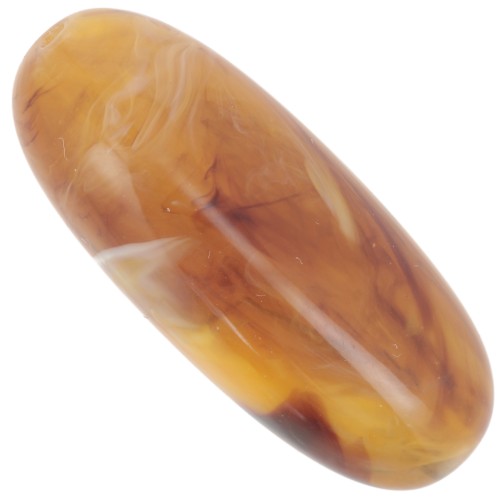 34x14mm Olive bead in translucent resin - Apricot marbled x1