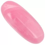 34x14 mm olive bead in translucent resin - Dark pink marbled x1
