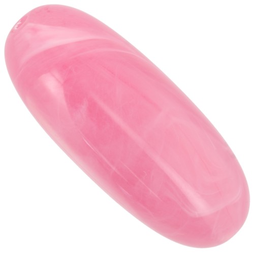 34x14 mm olive bead in translucent resin - Dark pink marbled x1