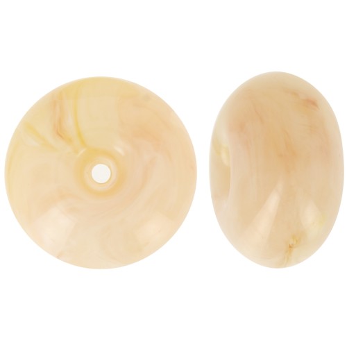 16mm Round bead in translucent resin - Beige - Rosé marbled x1