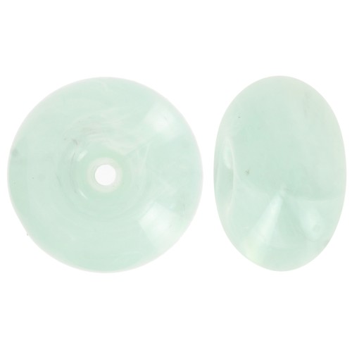 16 mm translucent resin bead rondelle - Marbled frosted blue x1