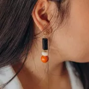 16mm Round bead in translucent resin - Marbled frosted blue x1