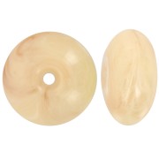 18x9mm Round bead in translucent resin - Beige - Rosé marbled x1