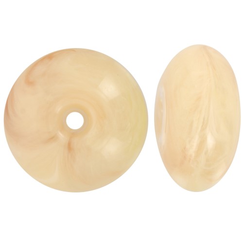 18x9mm Round bead in translucent resin - Beige - Rosé marbled x1