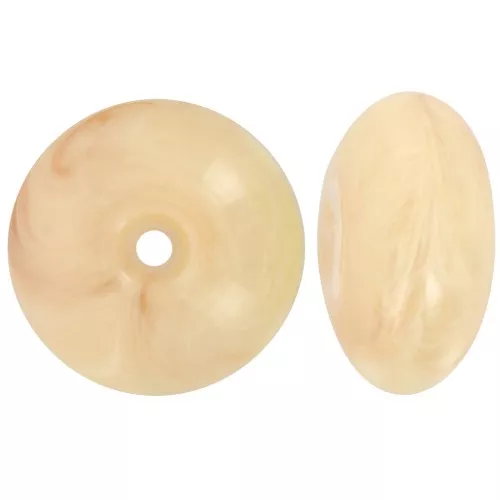 Bead rondelle 18x9 mm in translucent resin - Beige - Rosé marbled x1