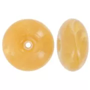 Perle rondelle en résine translucide 18x9 mm - Jaune miel marbré x1