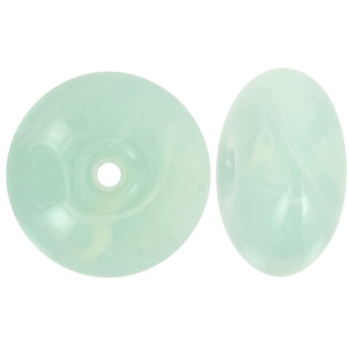 Bead rondelle 18x9 mm in translucent resin - Marbled frosted blue x1