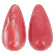 26x14mm Pear opaque resin bead - Grenadine marbled x1