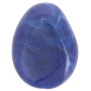 Flat irregular bead 22x17 mm in opaque resin - Marbled navy blue x1