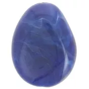 Flat irregular bead 22x17 mm in opaque resin - Marbled navy blue x1