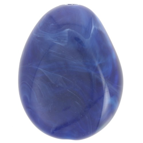 Flat irregular bead 22x17 mm in opaque resin - Marbled navy blue x1