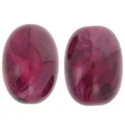 21x15 mm olive bead in translucent resin - Marbled garnet x1