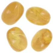 21x15 mm olive bead in translucent resin - Honey yellow marbled x1