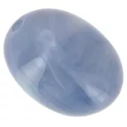 21x15mm Olive bead in translucent resin - Blue-grey marbled x1