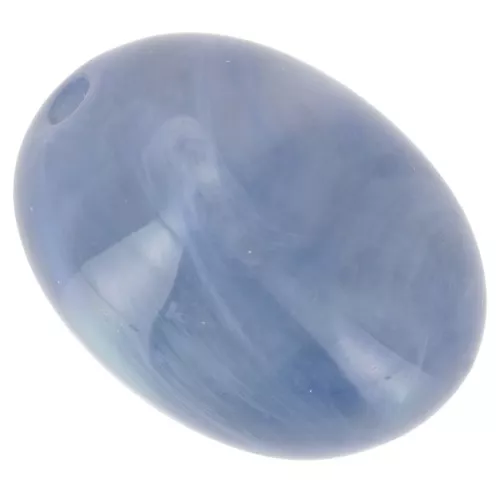 21x15 mm olive bead in translucent resin - Blue-grey marbled x1