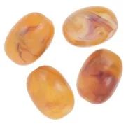 21x15 mm olive bead in translucent resin - Apricot marbled x1