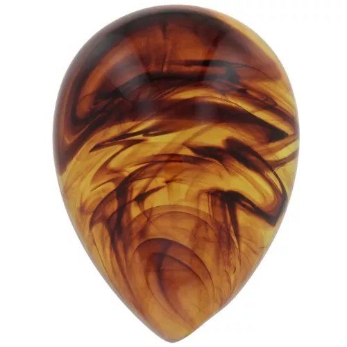 Pear-shaped cabochon 25x18 mm in translucent resin - Marbled amber x1