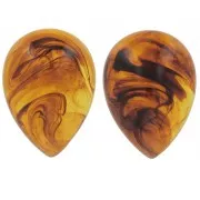 25x18mm pear shaped cabochon in translucent resin - Marbled amber x1
