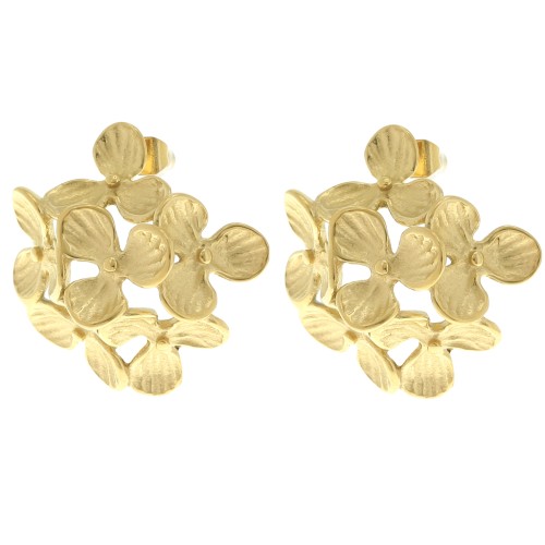 26mm Stainless steel 304L Flower earstuds - Gold x2