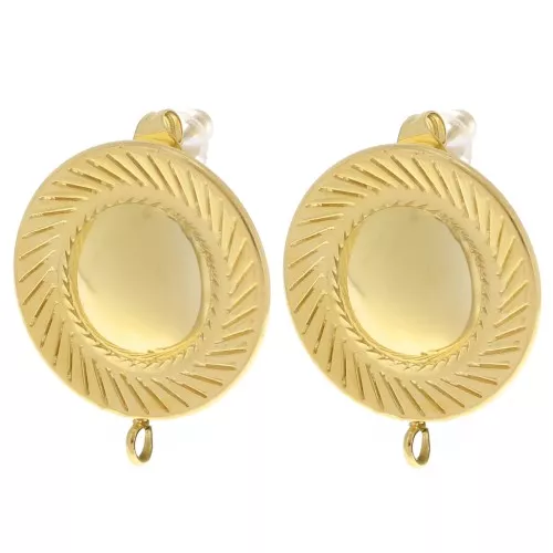 20.5mm Stainless steel 304L Round domed earstuds - Gold x2