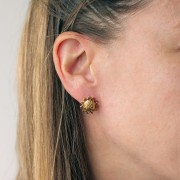 15mm 304L stainless steel Hammered sunburst earrings - Gold x2