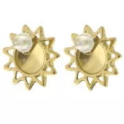 15mm 304L stainless steel Hammered sunburst earrings - Gold x2