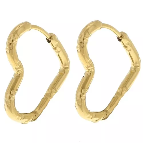 19x16mm 304L stainless steel Heart-shaped diamond hoop - Gold x2