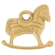 13x16mm 304L Stainless SteelRocking Horse Charm - Gold x 1