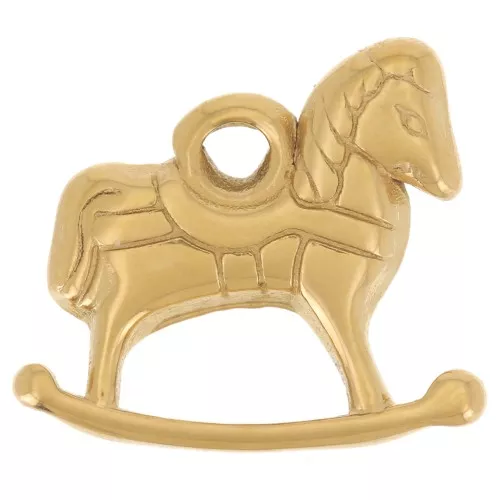 13x16mm 304L Stainless SteelRocking Horse Charm - Gold x 1