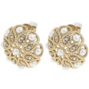 19mm rosette earstuds with rhinestones and imitation mother-of-pearl - 304L gold-plated stainless steel x2|raw }}