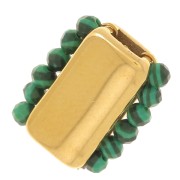 11x6mm Stainless steel 304L Rectangular bead for bead weaving - Gold x1