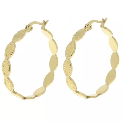 32mm 304L stainless steel Open textured round hoop - Gold x2