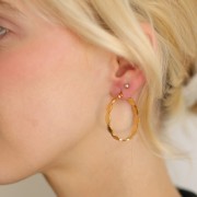 32mm 304L stainless steel Open textured round hoop - Gold x2