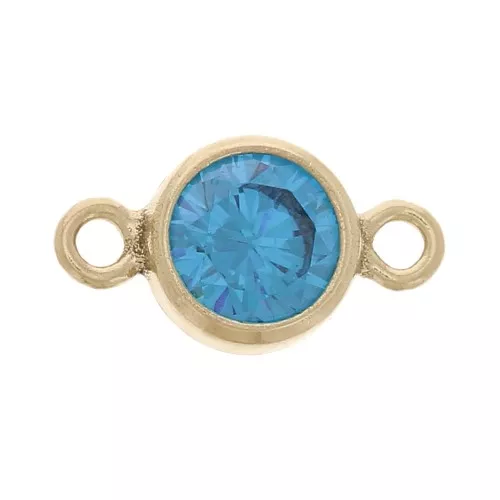 Spacers 2 rings 11x6mm - zirconium oxide - Aqua Blue Gold-filled x1