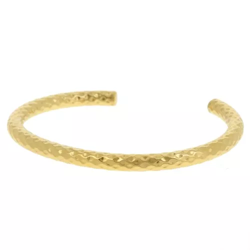 5x160mm 304L Stainless Steel Oval Hammered Bangle - Gold x1